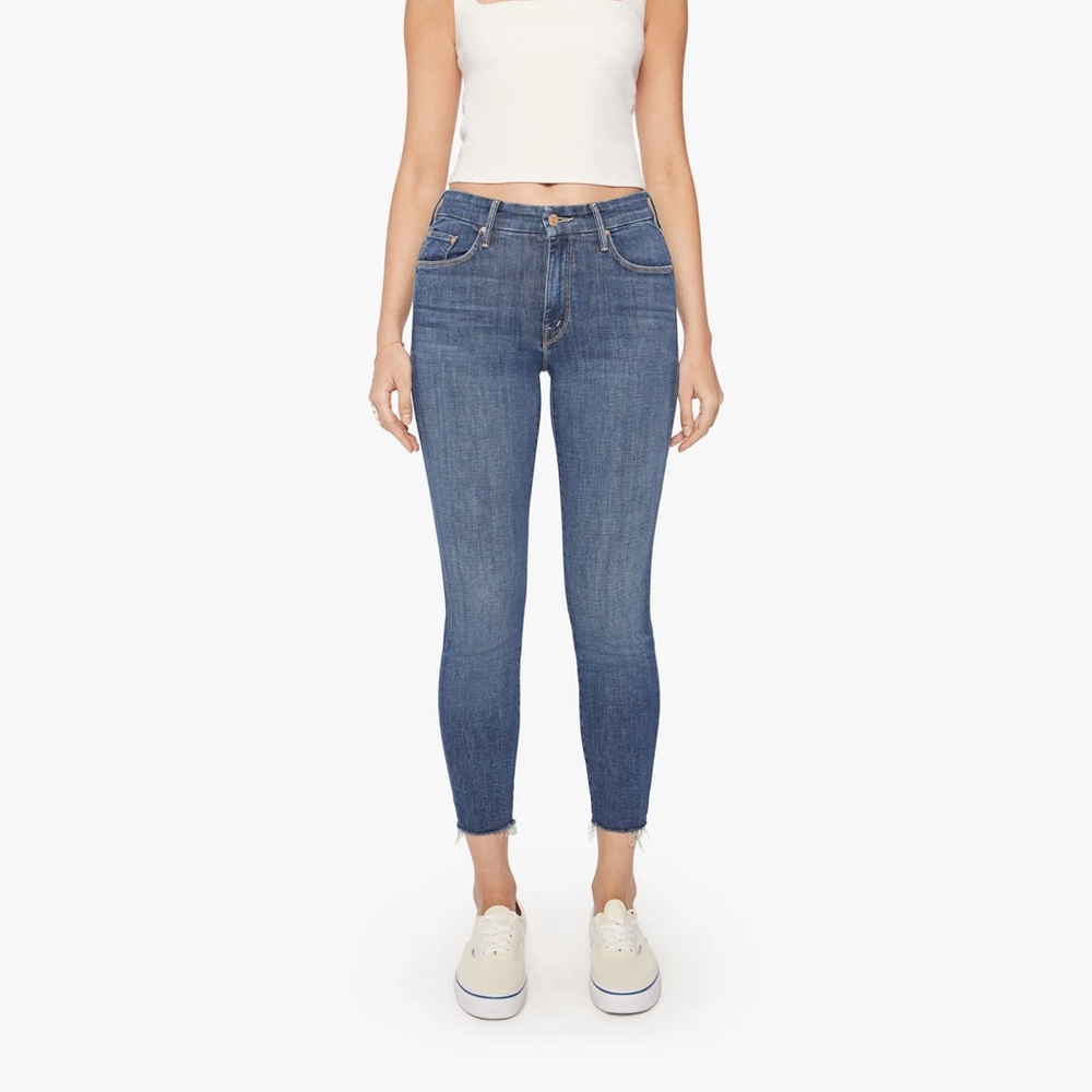 Mother high waisted looker ankle fray 28